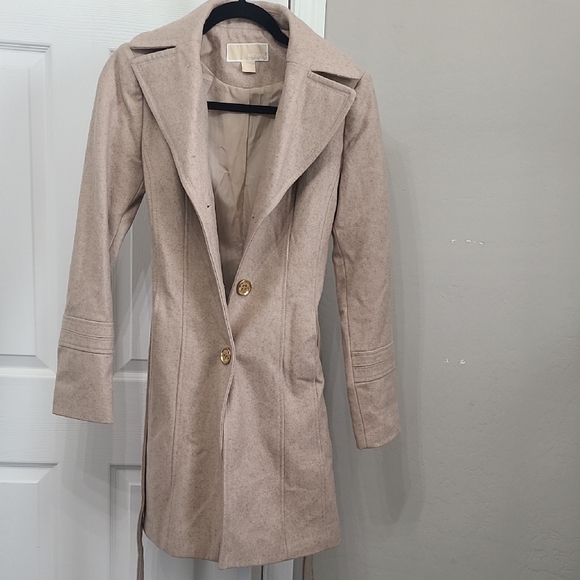 Michael Kors Jackets & Blazers - Michael Kors Women Coat XS Tan Gold Buttons Wool Blend Pea Coat Blazer Jacket